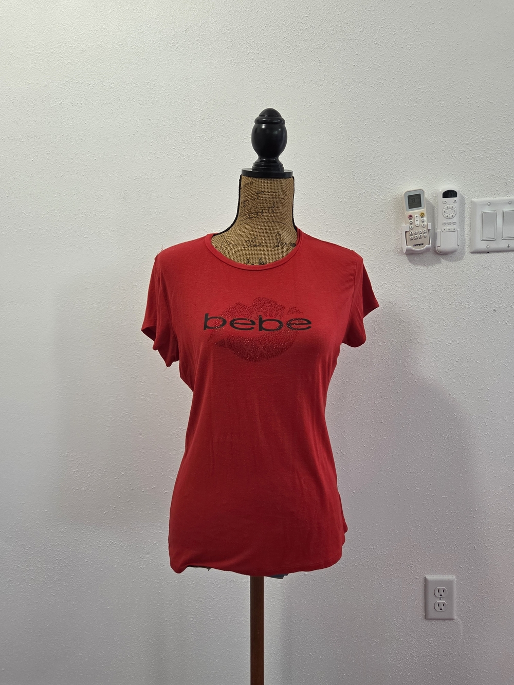 Bebe Red Logo Crewneck Tee